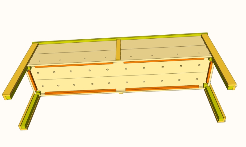 Elevated Wood Planter Box with Slatted Bottom and Drainage Holes