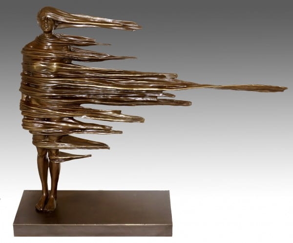 Elongated Abstract Human Figure Sculpture Balancing Pose
