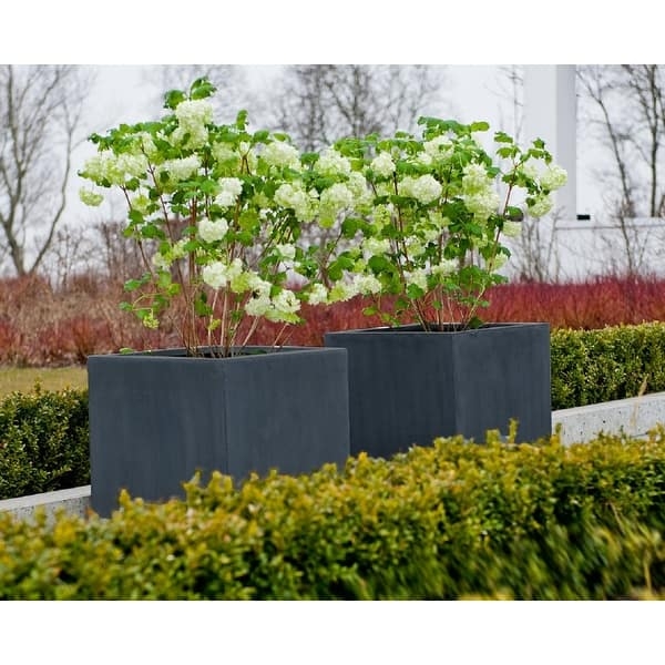 Extra Large Planter Box, Cubic Stone-Like. Architectural stone garden pot.
