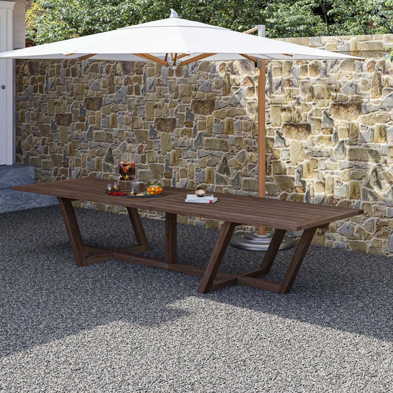 Extra Long Farmhouse Outdoor Dining Table with Trestle Base