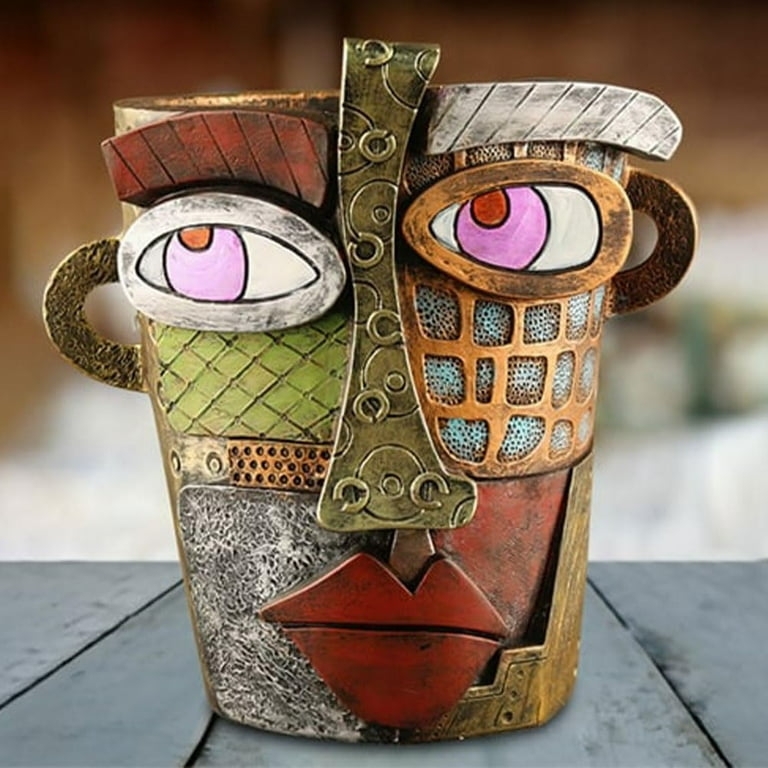 Face Planter Primary Color Accents Asymmetrical Abstract Ceramic Modern
