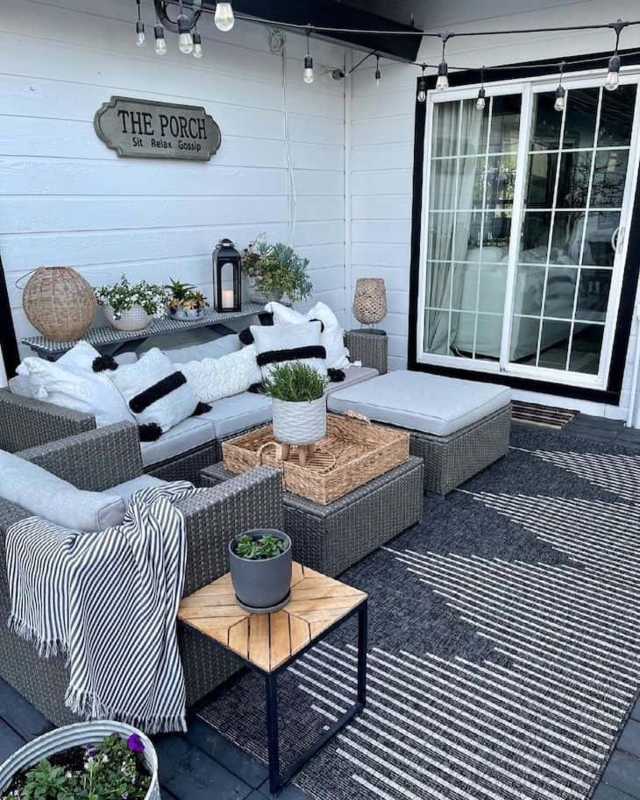 Farmhouse Dining Set with Mixed Seating & Hanging Lantern Cluster
