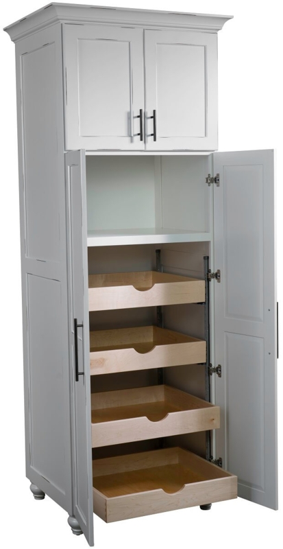 Farmhouse Pantry Cabinet with Microwave Shelf & Door Storage Racks
