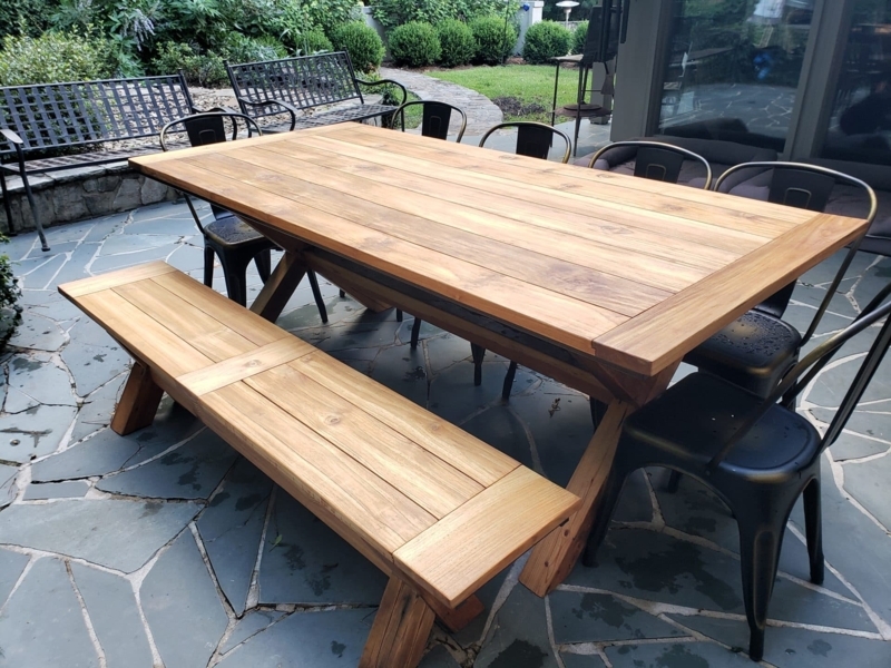 Farmhouse Style Dining Table with Thick Plank Top