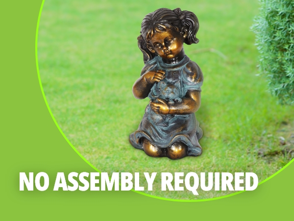 Faux Bronze Garden Statue, Reading Boy Subject, Whimsical Style.