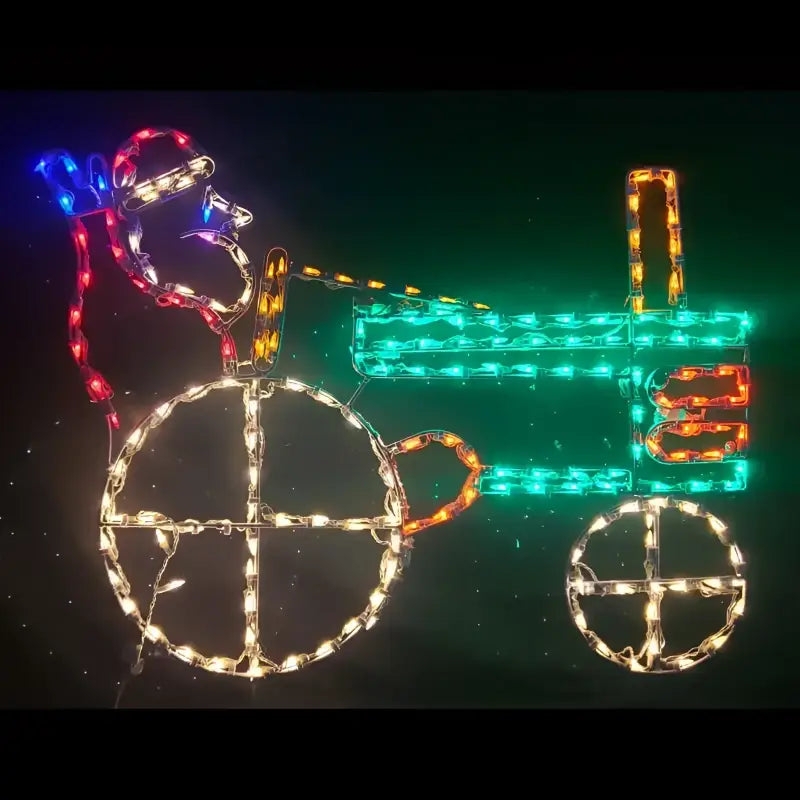 Festive Santa On Tractor Display Farmhouse Silhouette Lighted