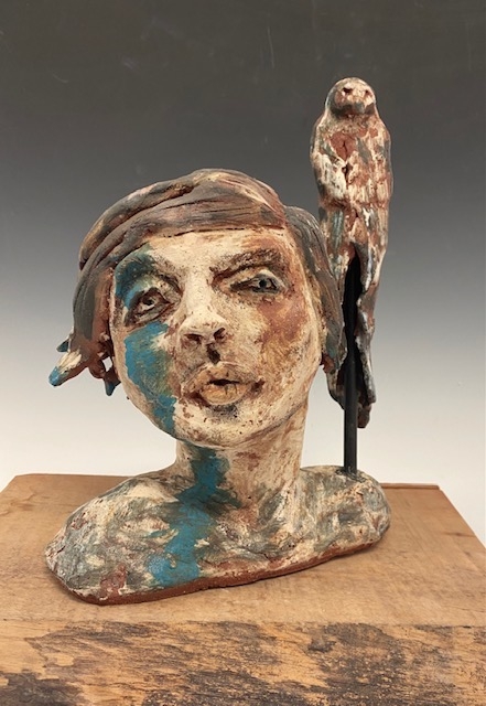 Figurative Sculpture Hand Sculpted Abstract Pattern Matte Ceramic Art