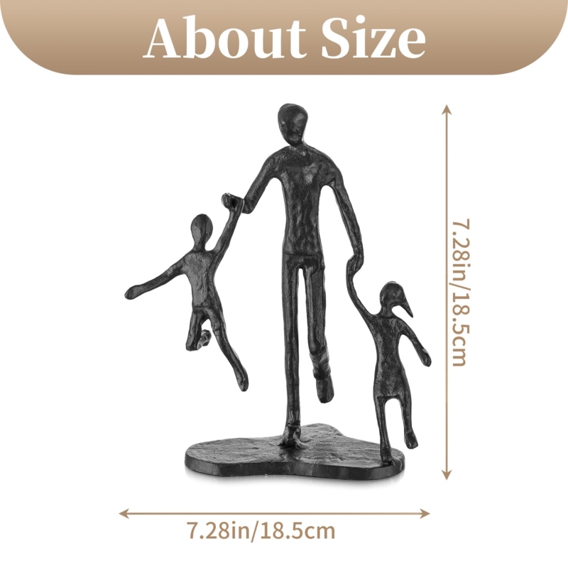 Figurine Abstract Family Statue Dark Bronze Finish Desk Decor