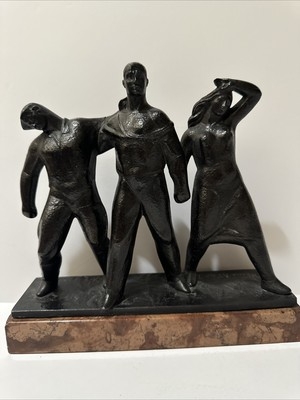 Figurine Art Deco Industrial Worker Muscular Form Dark Metal