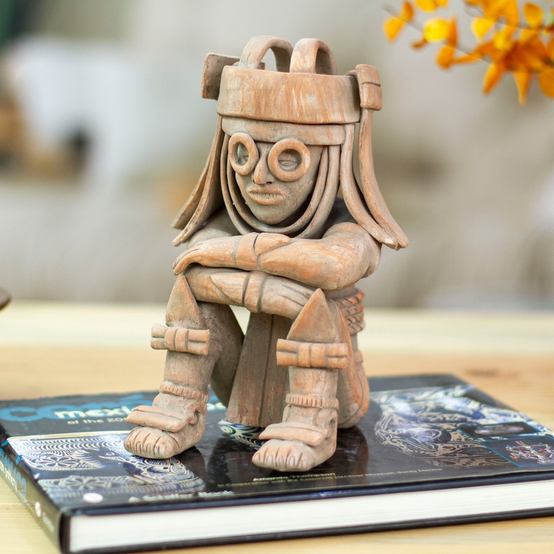 Figurine Aztec Rain God Handcrafted Ceramic Archaeological Aesthetic