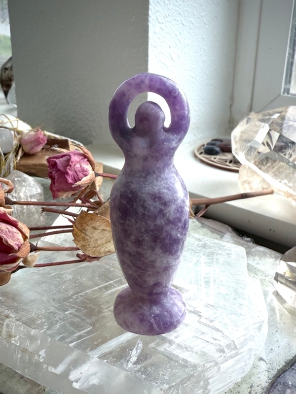 Figurine Carved Stone Goddess Shimmering Mica Standing Pose Boho