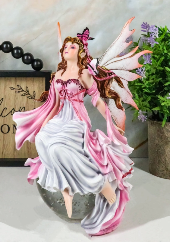 Figurine Crescent Moon Seat Acrylic Bubble Base Whimsical Fairy