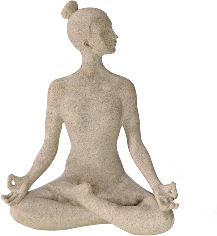 Figurine Faceless Yoga Pose with Curved Silhouette Speckled Texture