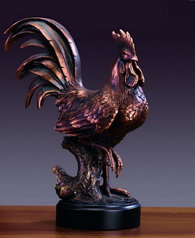 Figurine Gold Toned Body Enamel Accents Polished Ornate Bird Sculpture