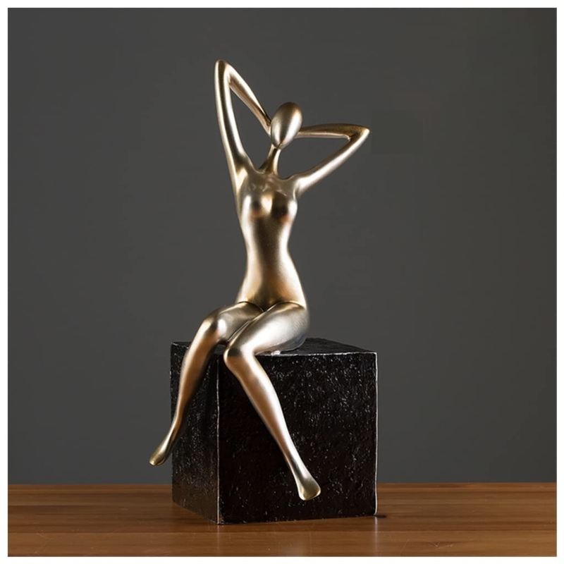 Figurine Gold Yoga Pose Abstract Silhouette Polished Modern Zen