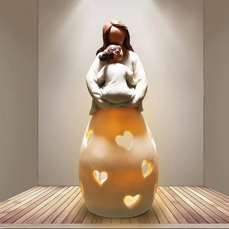 Figurine Integrated Candle Holder Stone Textured Resin Warm Ambient