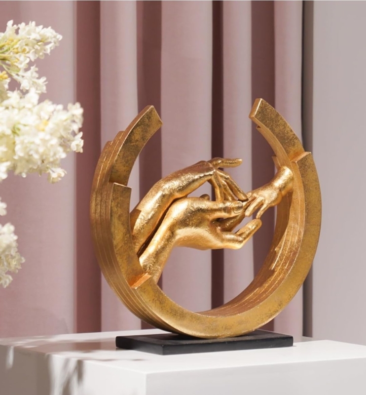 Figurine Intertwined Design Polished Gold Abstract Family Sculpture