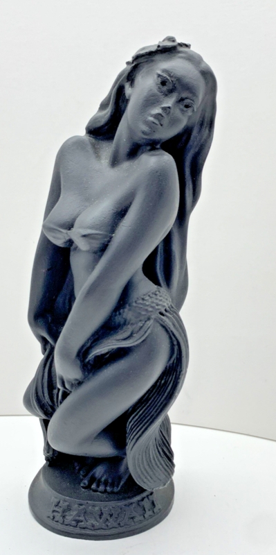 Figurine Matte Black Finish Hula Girl Silhouette Embossed