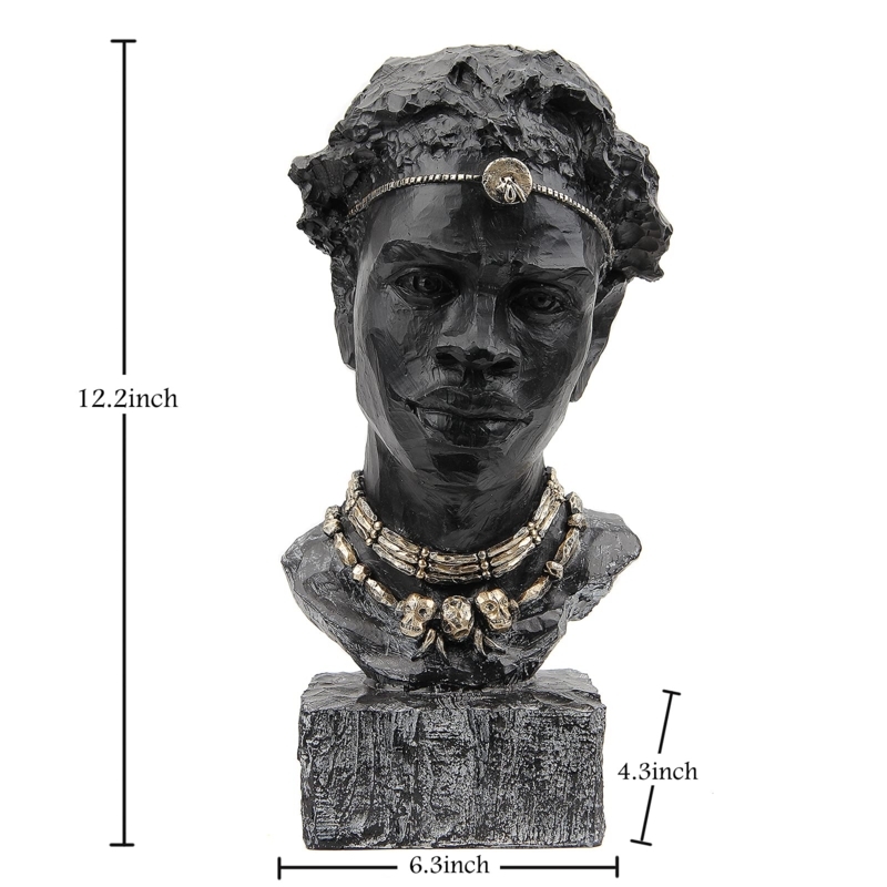 Figurine: Matte Black Seated Silhouette with Intricate Jewelry Detailing.