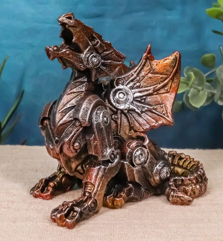 Figurine Robotic Wolf Mechanical Gears Steampunk Werewolf Desk Decor