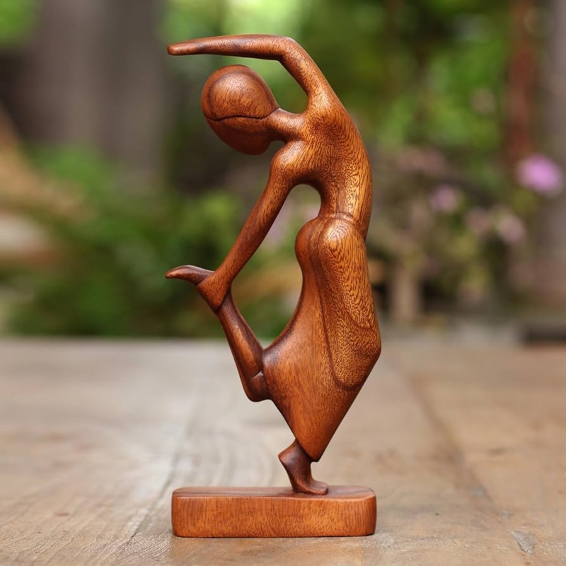 Figurine Sculpture, Abstract Wooden Dancer, Spiraling Form, Polished.