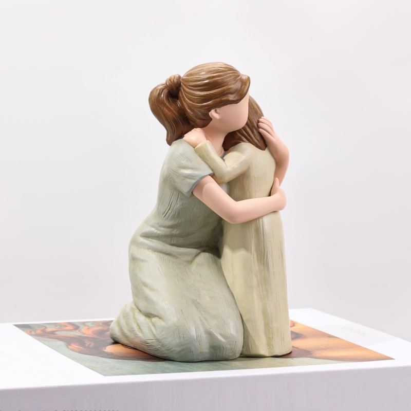 Figurine Seated Figures Hand-Painted Texture Rustic Faceless Design