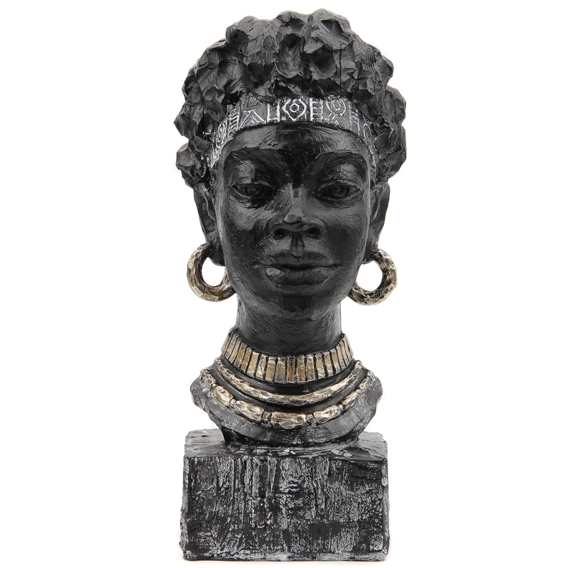 Figurine Set: Hammered Gold Jewelry and Black Cultural Decor.