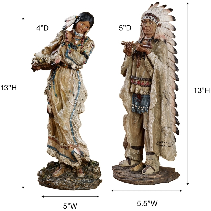 Figurine Set Southwestern Pattern Turquoise Accents Tribal Style