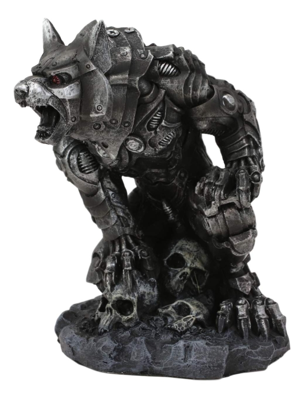 Figurine Steampunk Werewolf Mechanical Limbs Glowing Eyes Skull Accent