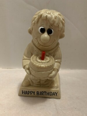 Figurine Vintage 1970s Beige Birthday Theme Neutral Monochrome