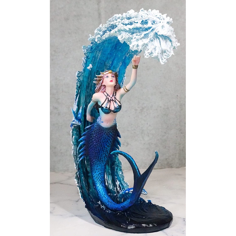 Figurine Water Elemental Warrior with Wings Mythical Water Spirit Decor