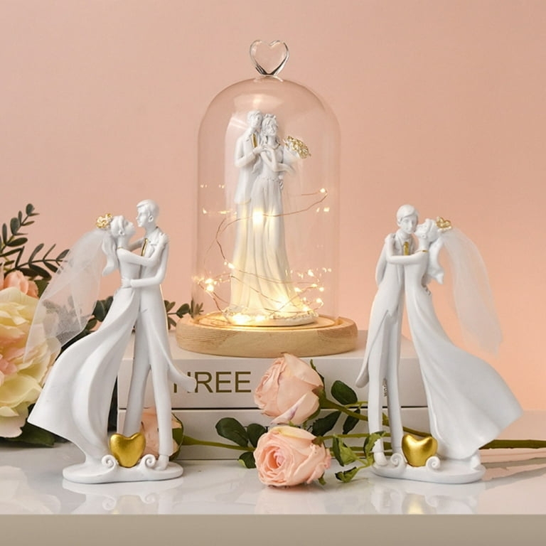 Figurine Wedding Couple Monochrome Dip Pose Stylized Silhouette