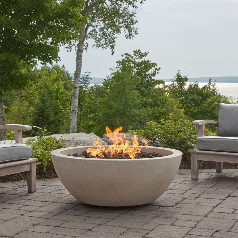 Fire Bowl 42 Inch Low Profile Stone-Like Texture for Modern Circular Design
