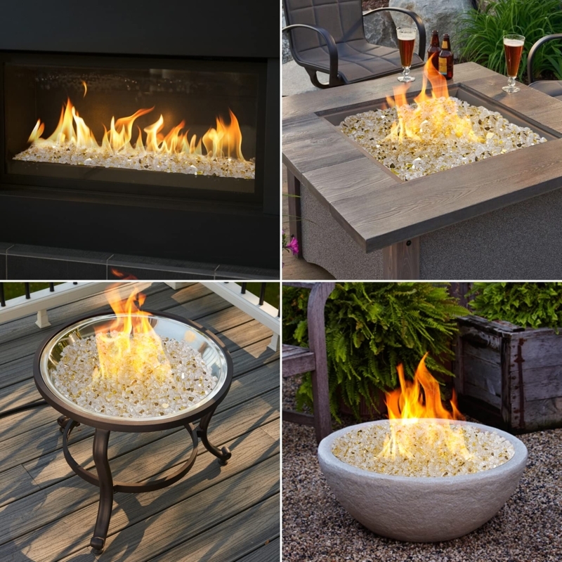 Fire Glass High Luster Gold Reflective Mirrored Finish Rocks