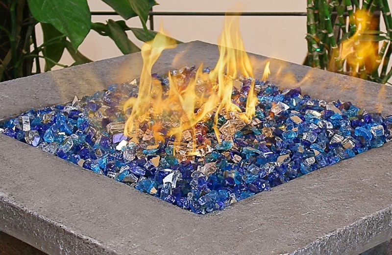 Fire Glass Multi Tone Blue Mix High Luster Reflective Angular