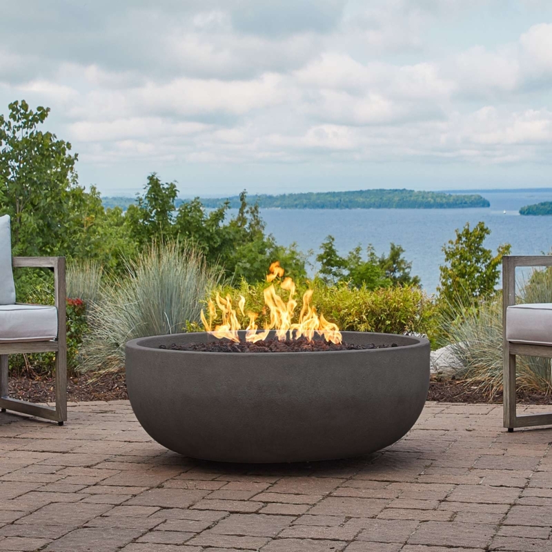 Fire Pit Bowl Low Profile Basin Lava Rocks Minimalist Circular
