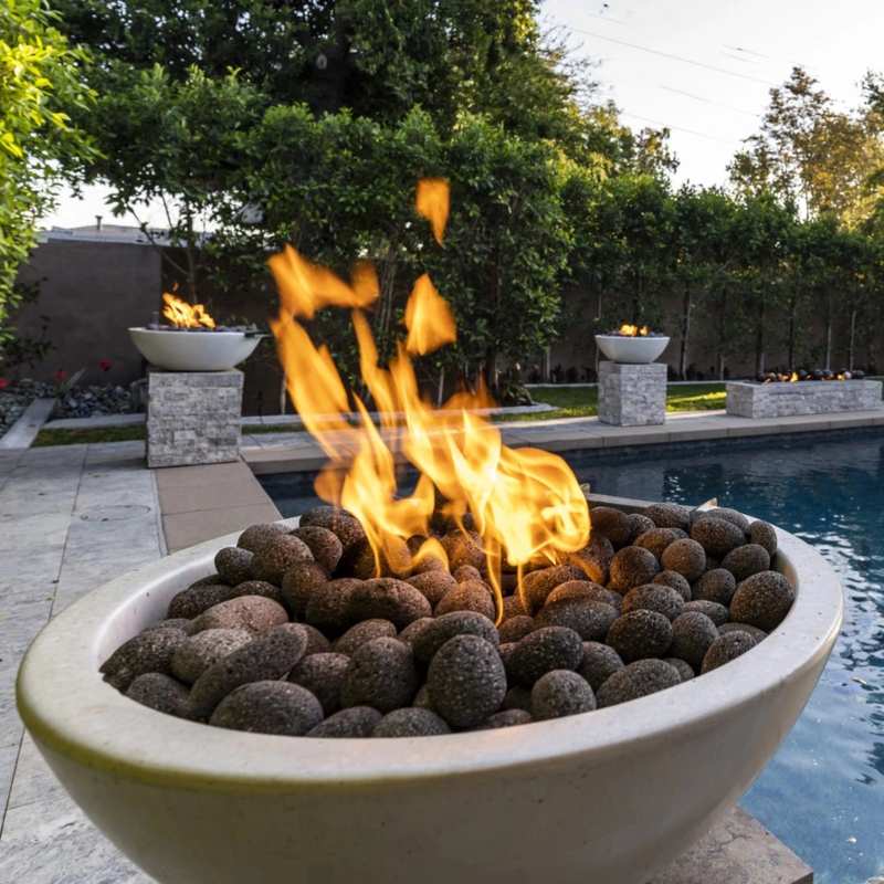Fire Pit Concrete Construction Modern Minimalist Matte Gray Round