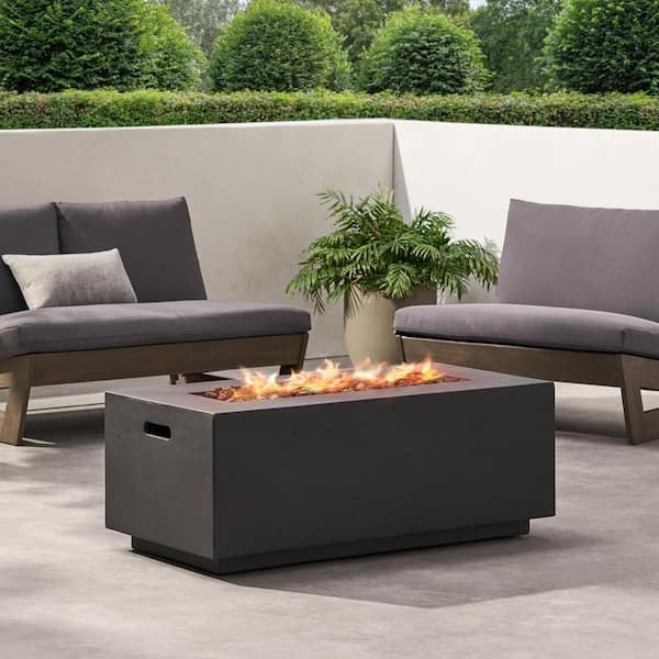 Fire Pit Rectangular Silhouette Stone Like Texture Dark Gray Matte