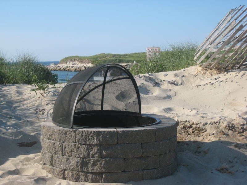 Fire Pit Screen Domed Rustic Black Mesh for Stone Fire Pits