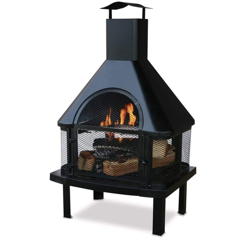 Fire Pit Square Metal with Lattice Cutouts and Mesh Lid