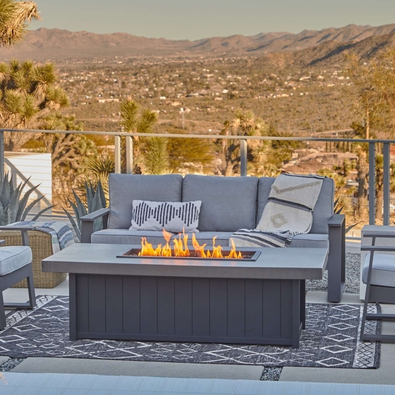 Fire Pit Table Charcoal Integrated Surface Stone Like Finish