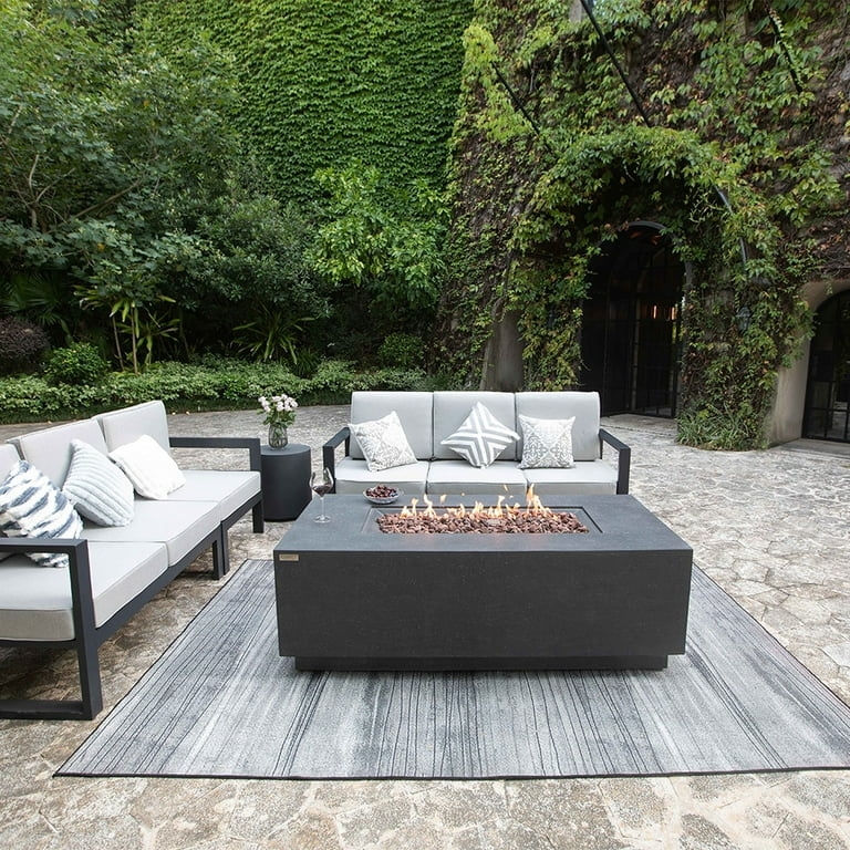 Fire Pit Table Elongated Form Concrete Finish Matching Tank Cover