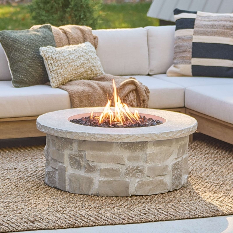 Fire Pit Table Round Matte Black Minimalist Patio Design