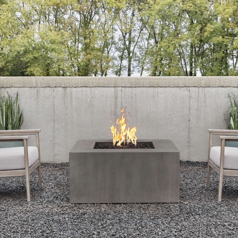Fire Pit Table Square Charcoal Slatted Pattern Minimalist
