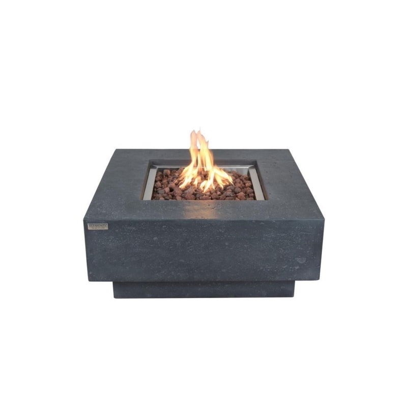Fire Pit Table Square Silhouette Concrete Like Material Low Profile
