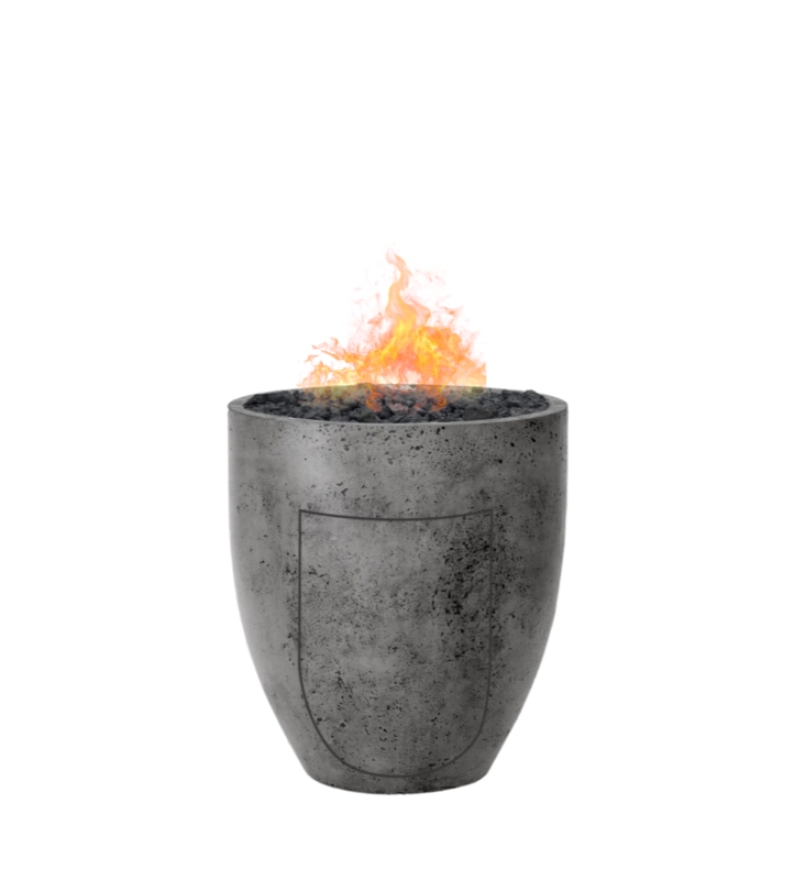 Fire Pit Tapered Bowl Shape Pitted Stone Texture Charcoal Grey