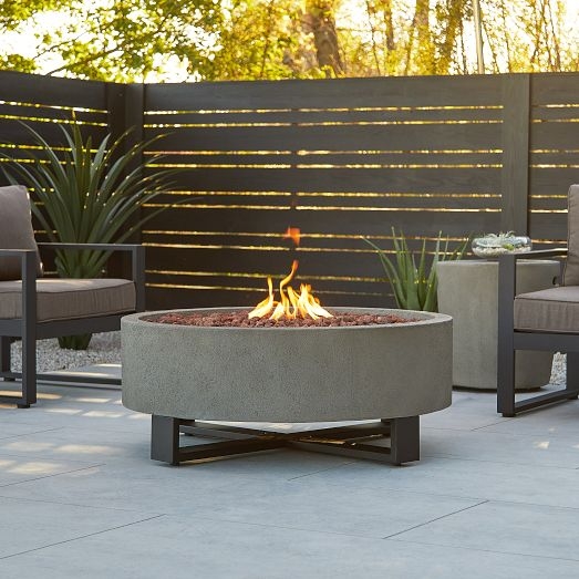 Fire Pit with Cross Base Stand Light Gray Concrete Low Profile