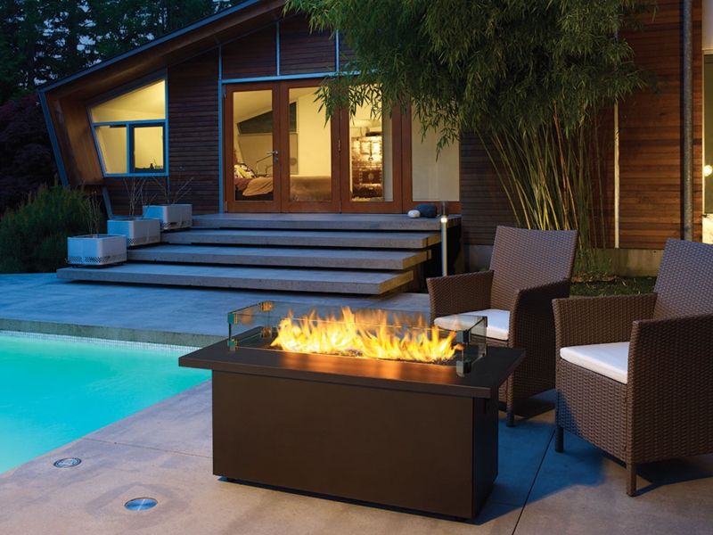 Fire Table Low Profile Linear Burner Charcoal Grey Concrete Look