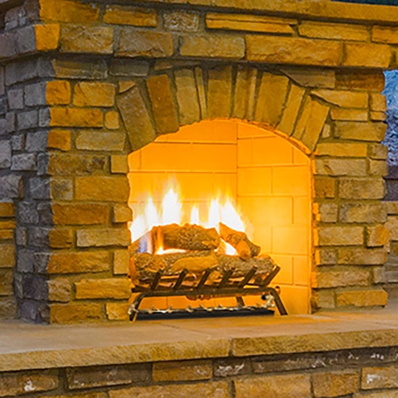 Fireplace Burner Tree-Style Brass Toned Industrial Gas Kit