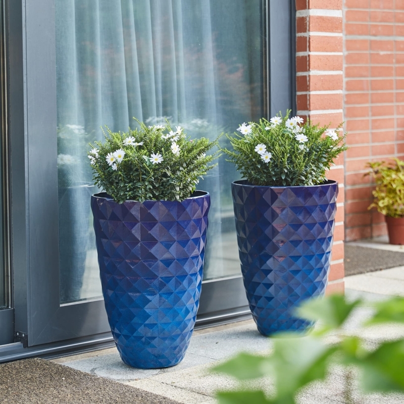 Floor Planter Cobalt Blue Gradient Textured Set